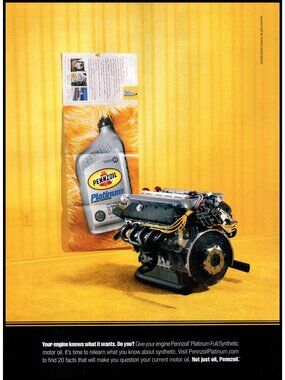 2006 Pennzoil Platinum Motor Oil Vintage Print Ad Car Engine Man Cave Wall Art